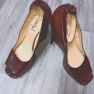 Ysl brown wedge 10